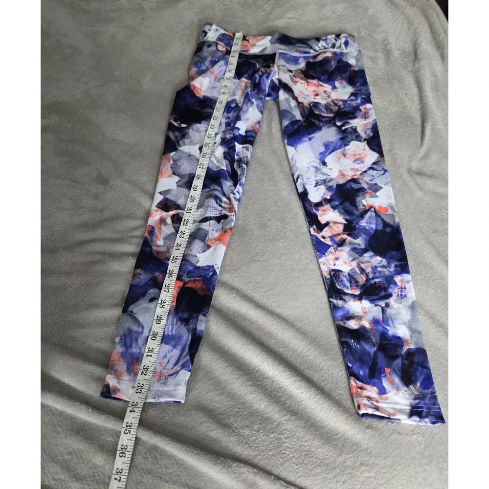Adidas Leggings Womens Medium Floral Climalite Ankle Stretch Yoga Athletic